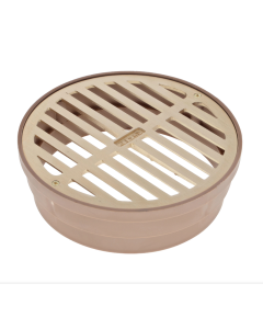 NDS 6" Satin Brass Round Grate with Styrene Collar
