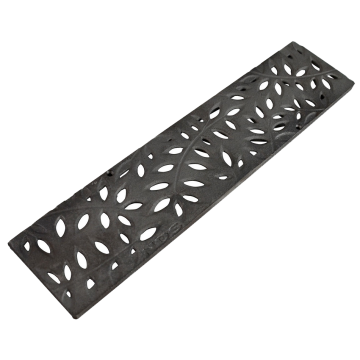 NDS 12" Mini Channel Grate - Cast Iron (Decorative Botanical)