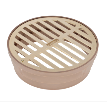 NDS 6" Satin Brass Round Grate with Styrene Collar