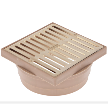 NDS 6" Satin Brass Square Grate with Styrene Collar