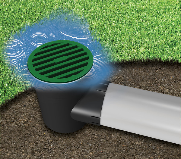 NDS 201 Round Spee-D Catch Basin Drain – 6-Inch Plastic, 2 Outlets (180°), Connects To 3" & 4" Drain Pipes, UV-Resistant, For Light Stormwater Management